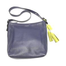 Coach Pre-owned, Vintage , Dame, Blå, ONE SIZE, Uld, Brugt Perforeret Læder Skuldertaske Model Perforeret