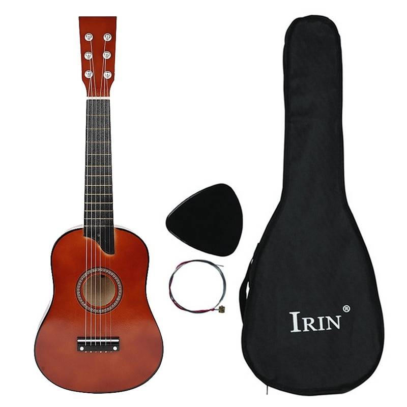 Irin 25 tums basswood akustisk 12 band 6 strängar gitarr med pick och strängar för nybörjare barn kaffefärg