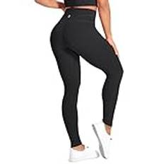 Desol Leggings med hög midja och magkontroll för kvinnor, 63,5 cm/28 tum, hellånga yogabyxor med innerficka, löpning, rumplyftande tights