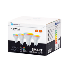 Outlet: Smart LED GU10 4.9W WB - RGB+CCT, 4-pak - KulÃ¸r : RGB + CCT (Varm til Kold Hvid)