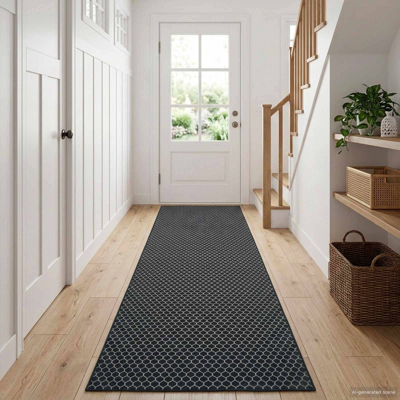 vidaXL Tæppe Runner ORIZ 1150 gsm Sort mesh mønster