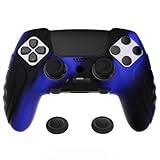 PlayVital Skydd Fodral Ergonomiskt för ps5 Edge Controller,Mjukt Silikon Skyddande för ps5 Edge Controller med Joystickhölje Anti-Slip Cover Case för ps5-Blå&Svart(Guardian Edition)