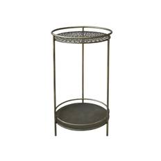 Chic Antique - Sidebord rundt m/hylde Patineret messinglook Ø43xH74cm Jern.