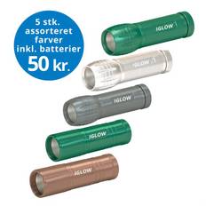 5 stk. aluminiums lommelygter på 120 lumen inkl. 5 x 3 stk. AAA batterier - Lygter > Lommelygter - IGLOW - Spotshop