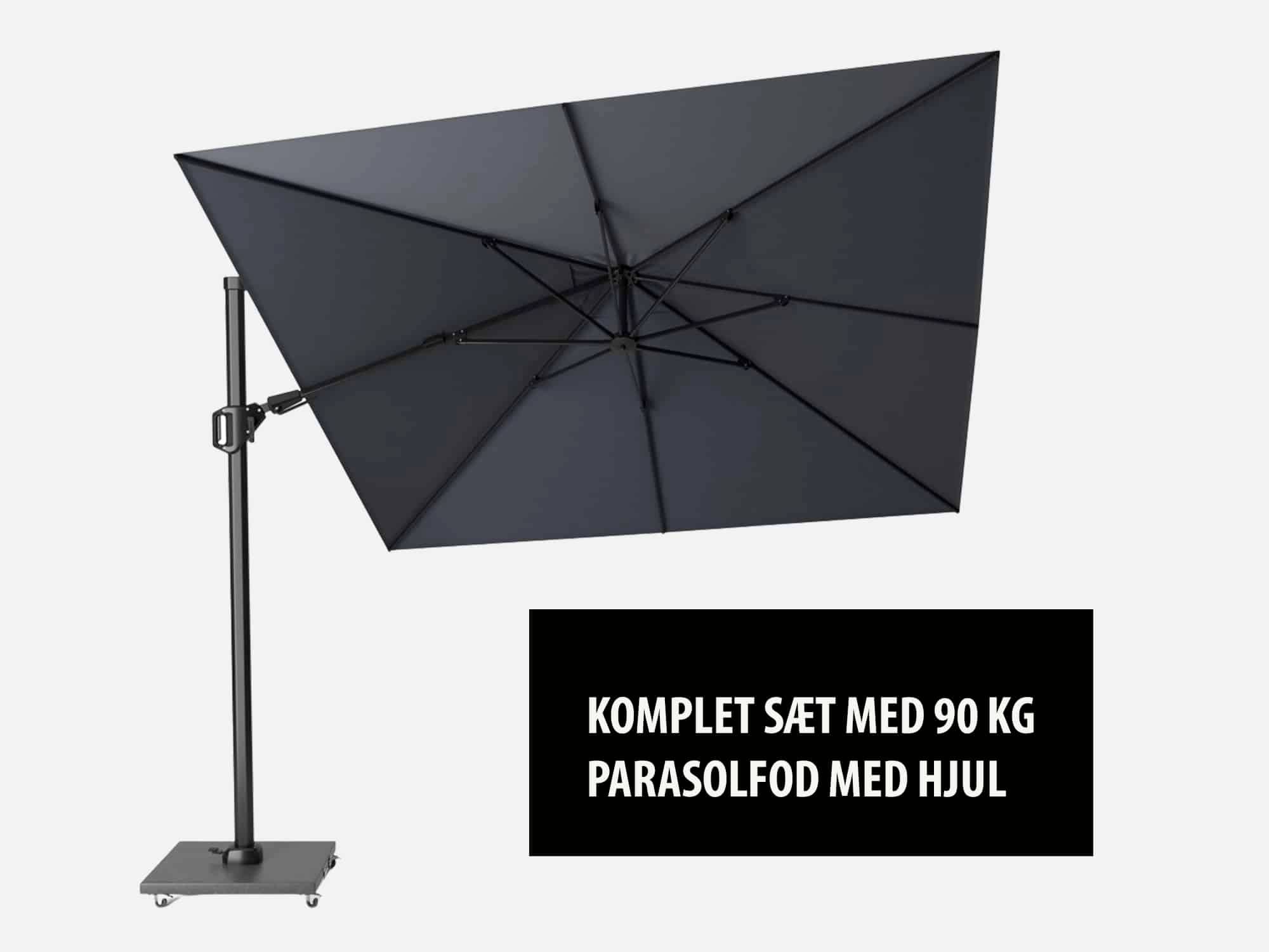Hængeparasol Challenger med fod Sort - 350x260 cm.