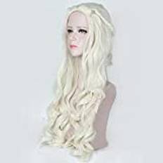 Wig for Halloweenfest Kostym peruker Alice i Underlandet White Queen Cosplay Peruk Rollspel beige silver vågigt långt hår + Gratis peruk Keps One Size beige peruk