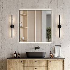 FRIDA LED-Spejl med baggrundslys, Sort, 80x80 cm