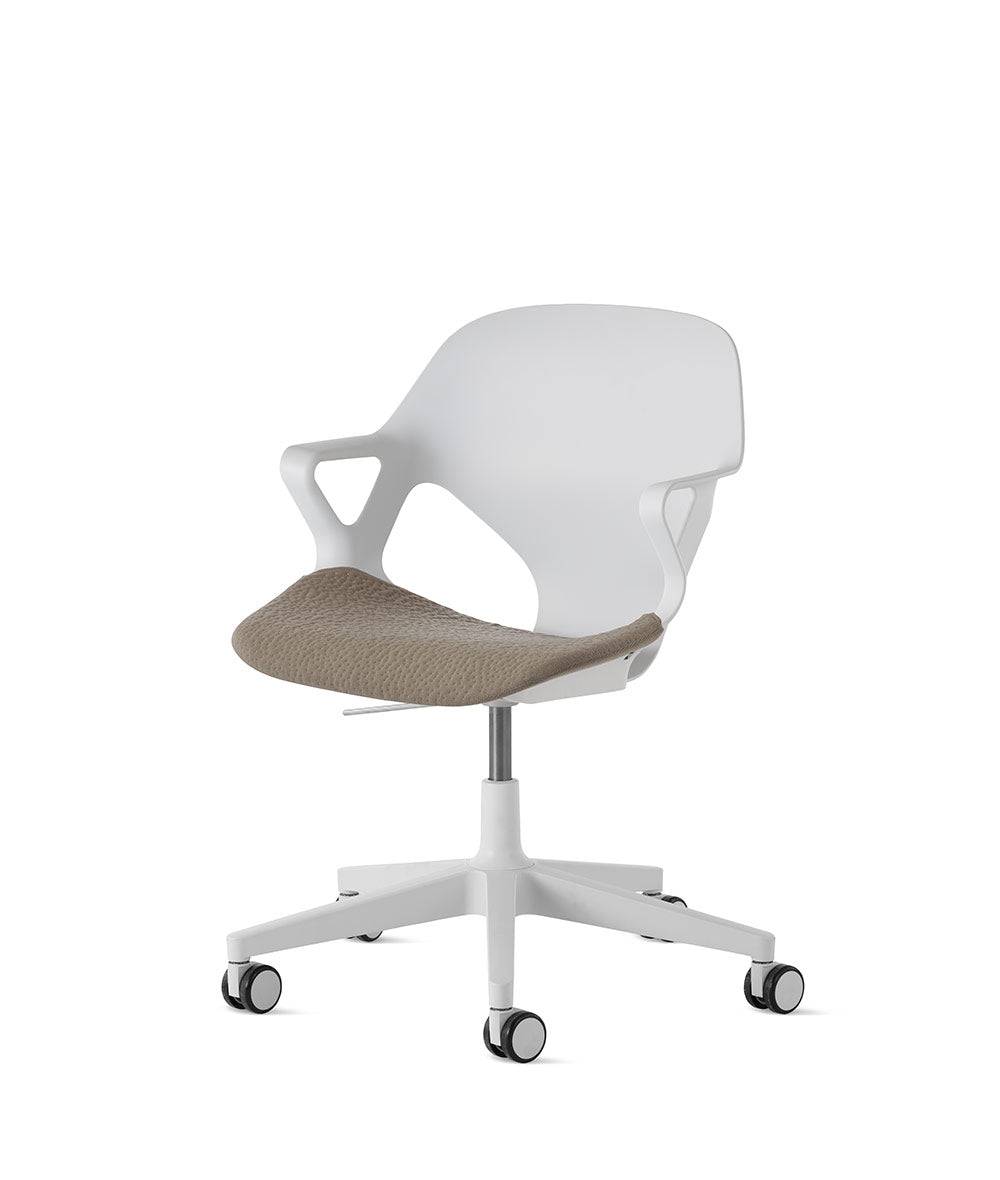 Zeph-stoel vaste armleuningenAlpine in Zitkussen/Cocoa by Herman Miller