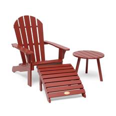 Tennessee adirondackstol inkl. fotpall & sidobord, oxidröd - Röd