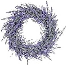 Pauwer 40 cm konstgjorda lavendelkransar för ytterdörr, falsk lila lavendel blomkrans välkommen dörrkrans för bröllop, vägg, fönster, bakgrund, heminredning