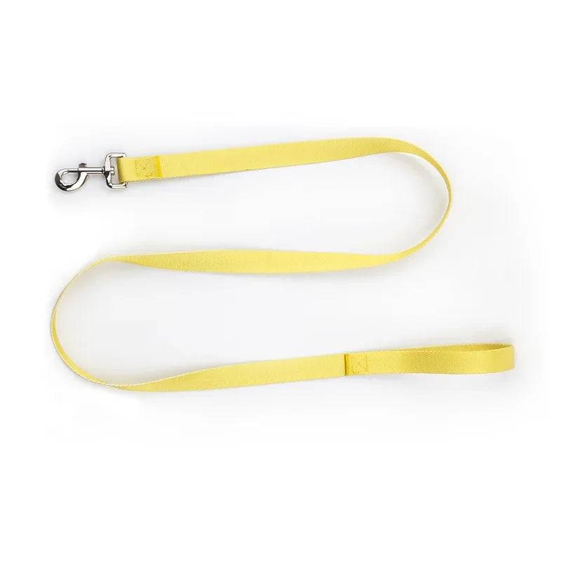 Adjustable Nylon Dog Collar & Leash Set - For Small to Large Dogs - Leash Yellow / L 32KG-41KG (L 32KG-41KG)