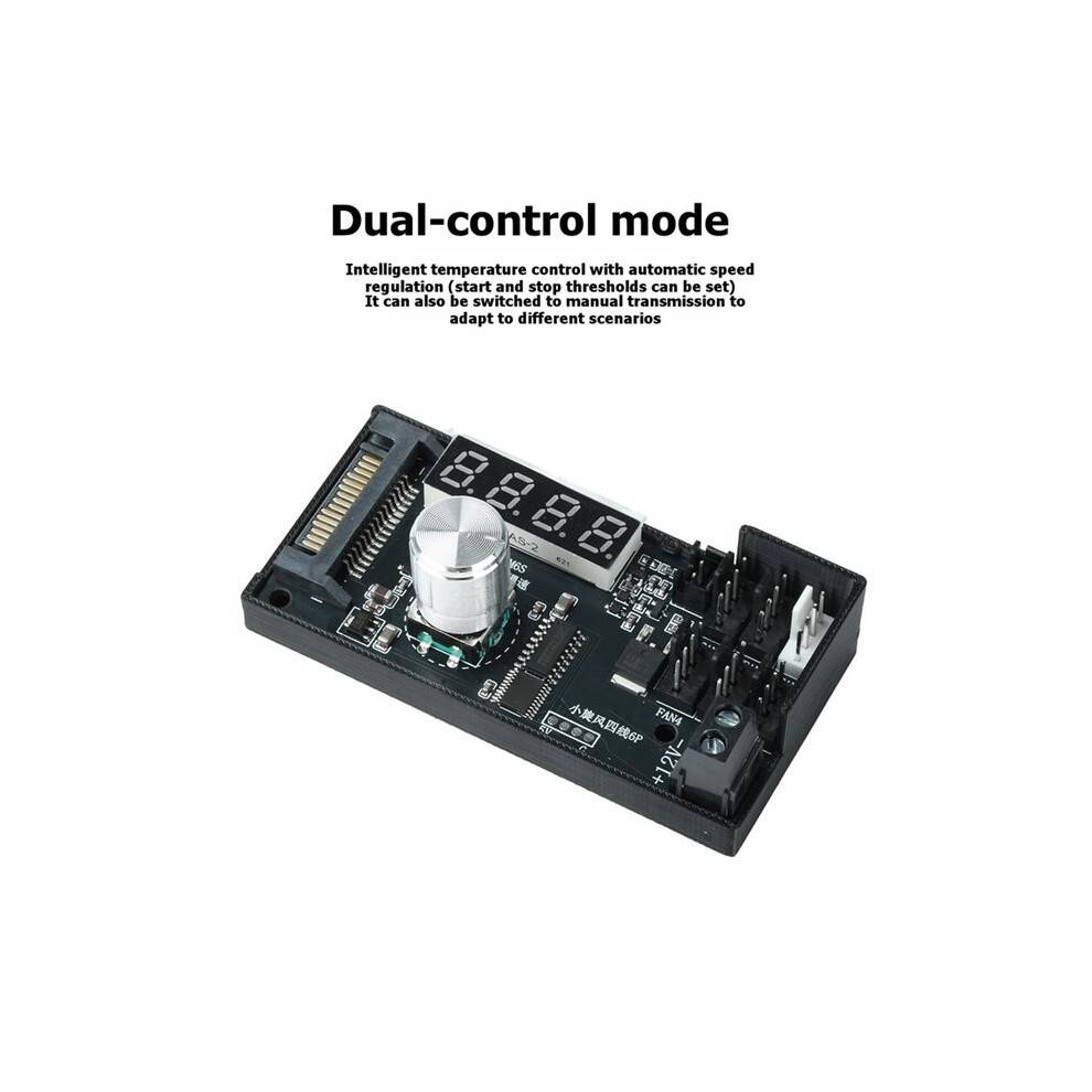 DC12V 5A 6-Channel PWM Fan Speed Controller Digital RPM Display Interface Manual Adjust PC Case Fan Regulator Hub