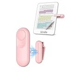 Stouchi Page Turner Remote för Kindle-tillbehör Paperwhite Colorsoft Oasis Scribe Kobo eReaders 2 i 1 Magnetisk Kindle Clicker Control Lättvikt för Kindle iPad-surfplatta med handledsrem-rosa