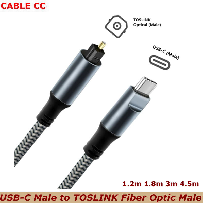 Braided USB C to Optical Audio Cable 3Ft USB C to Toslink Optical Cable with Gold-Plated Connector for TV/Soundbar,Sony PS5