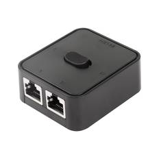 Netværks LAN-switch 2 porte, RJ45 netværkstast-tryk switch splitter selektorboks, 100M 2 i 1 ud eller 1 i 2 ud, 2 port netværkshub sort