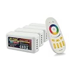LIGHTEU®, Milight Miboxer Remote Control Kit: paket med 4x RGBW LED-strip-kontroller och 1 x trådlös 4-zons LED RGBW-fjärrkontroll 4x fut038 + fut096