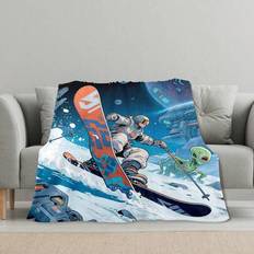 Snowboard och Alien Planet väggkonst design flanellfilt varm mjuk bekväm perfekt för bäddsoffa resor camping tillverkad av polyester en omtänksam pres - Svart (30*40,40*50,50*60,60*80)