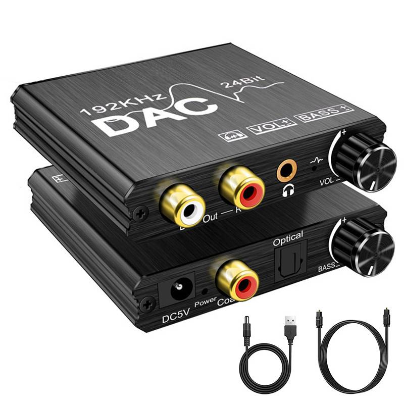 192KHz Digital to Analog Audio Converter 24Bit DAC Digital SPDIF/Optical/Toslink/Coaxial to Analog Stereo L/R RCA and 3.5mm Jack