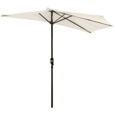 Halvcirkelformet Parasol med Håndsving - Hvid 293 x 150 x 249 cm