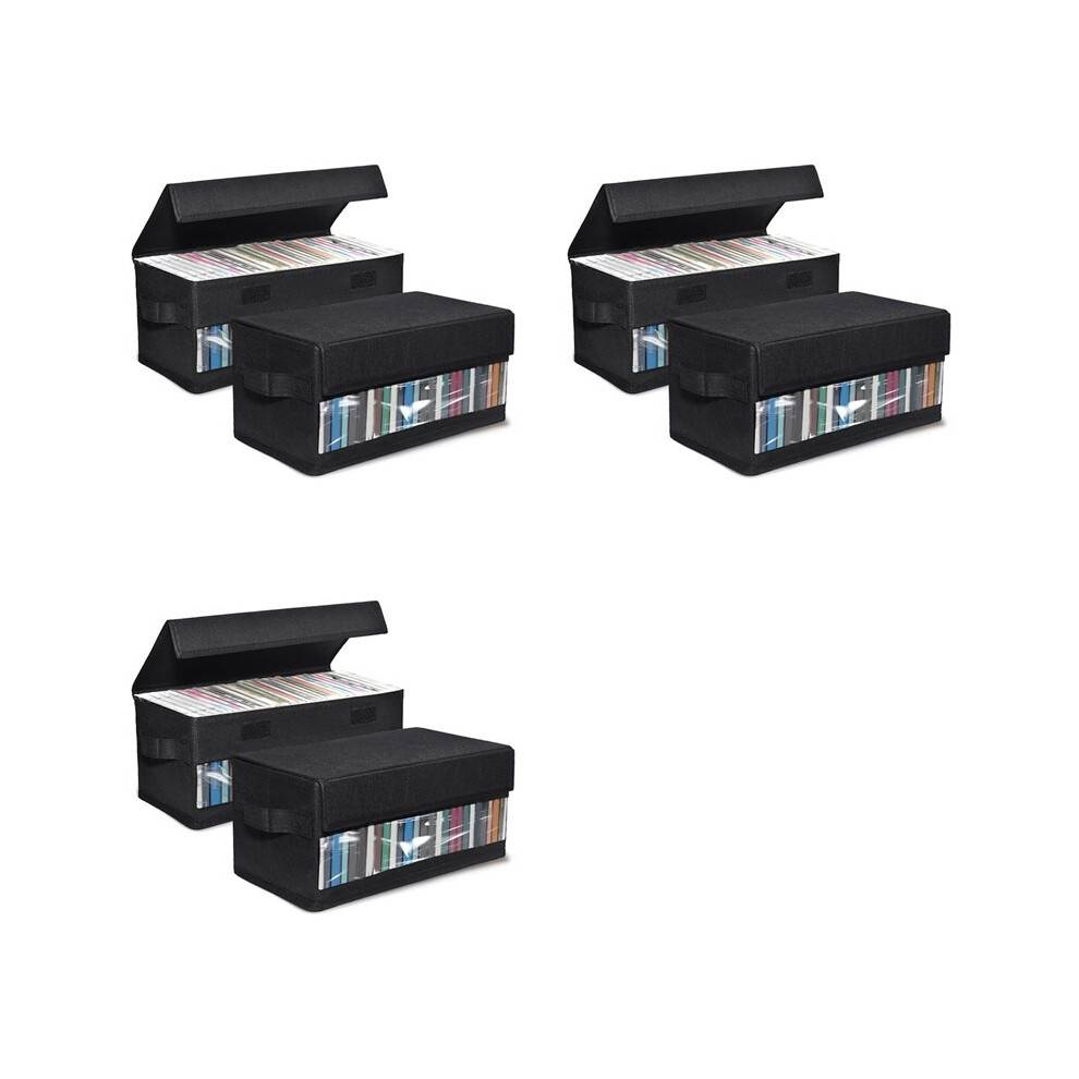 6pack CD Storage Boxes,CD Case Storage, Container Holds 32 CDs in Full Jewel Cases, 60 CDs in Slim Cases