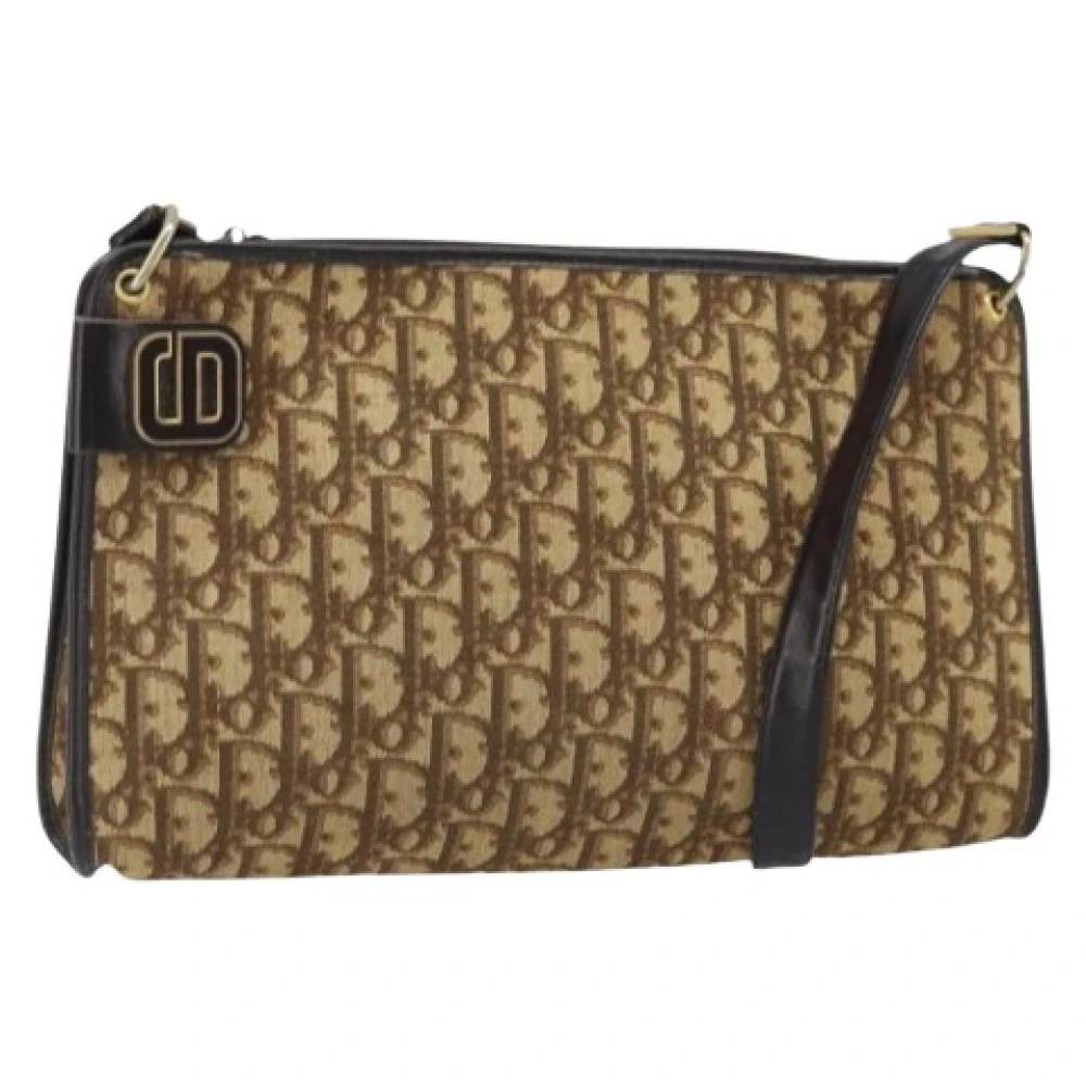 Dior Vintage Pre-owned Vintage Trotter Canvas Skuldertaske - Vintage - Dame - Beige - ONE SIZE - Uld