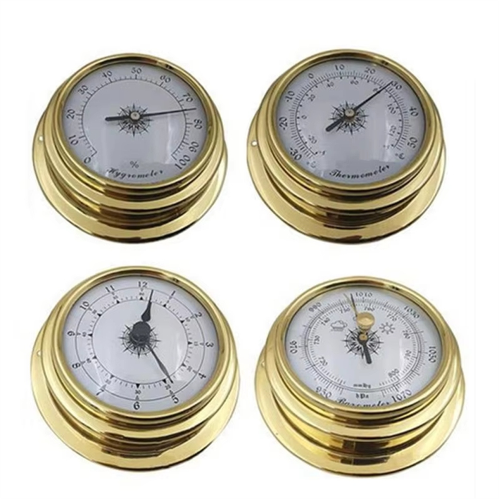 4 stk. sæt med bådbarometer, ur, termometer, hygrometer, vejrstation