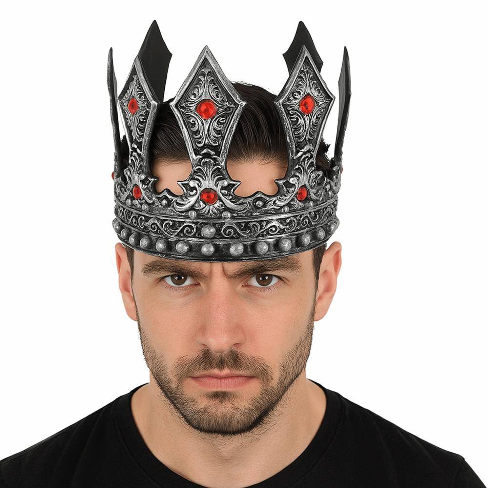 Medeltida Stil Metall Prins Tiara Zirkon Halloween Kostymtillbehör Kungakrona Hårprydnader cm