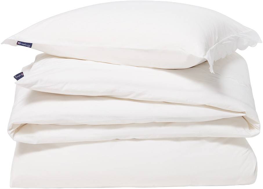 Lexington White Cotton Percale Scallop Wing Bed Set White Str 140x200/60x63 - Sengetøj Bomuld hos Magasin.