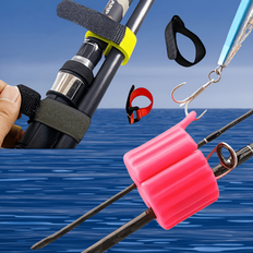 4 st återanvändbara fiskespöhållare, spöskydd, fisketillbehör - Spöbindningsremmar, kardborreband, utomhusfiskeverktyg, spöbindning - slumpmässig färg (En-Storlek)