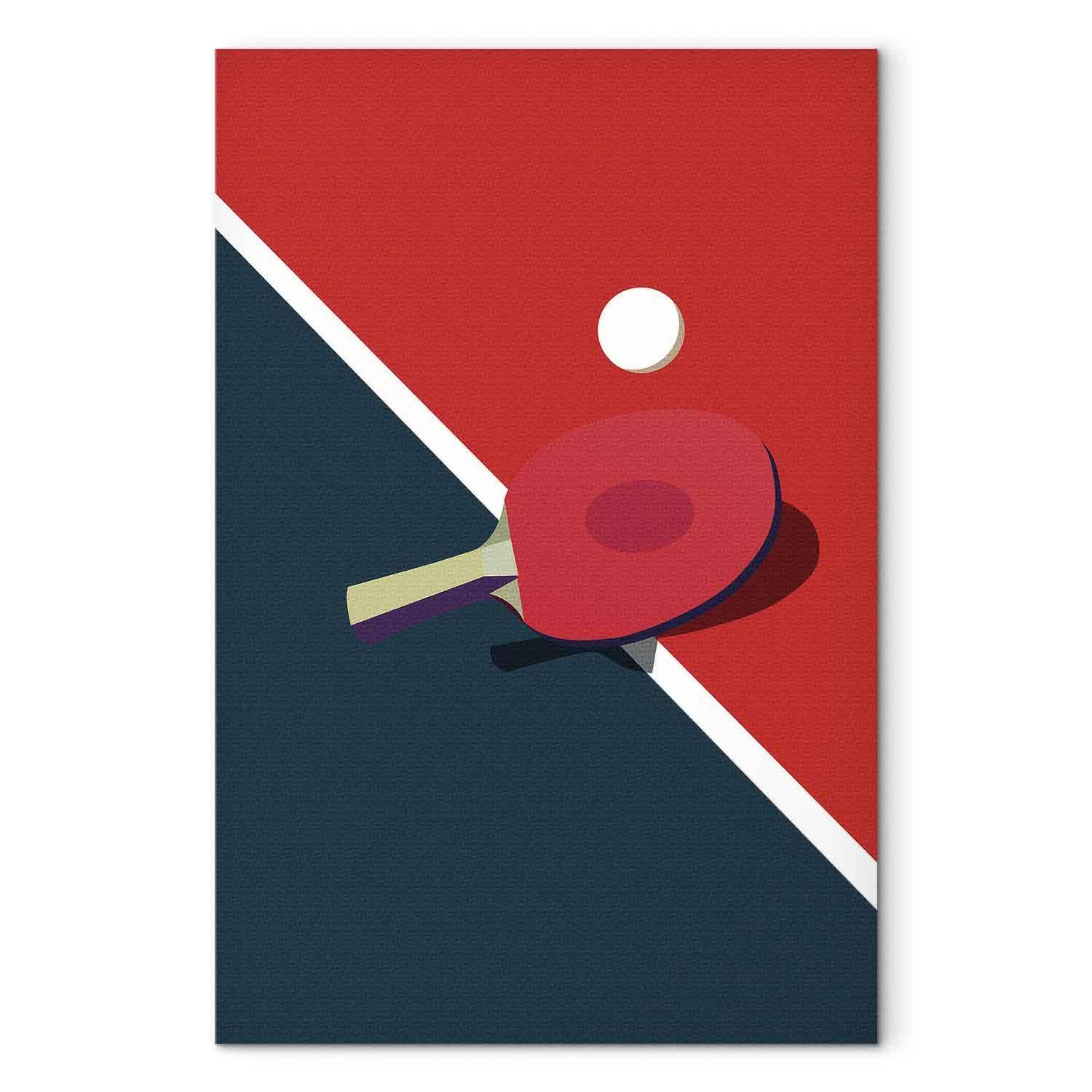 Lærredsbillede Bordtennis - bat og bold på bordet - 60 x 30 cm - Premium Print