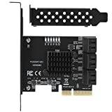 ASHATA PCIe SATA 3.0-kort, PCI-E Till 6-portars SATA 3.0-expansionskort PCI Express SATA-adapter med Ram, för Hårddisk/Optisk Enhet/SSD SSD-enhet
