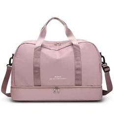 Nylon Sport Gym Bag Dam/Her Resväska Stor kapacitet Weekend Axelväska Hospital Bag Fitness Bag med Skofack för Camping Arbete Sport - Rosa - 19,29*9,84*12,6tum