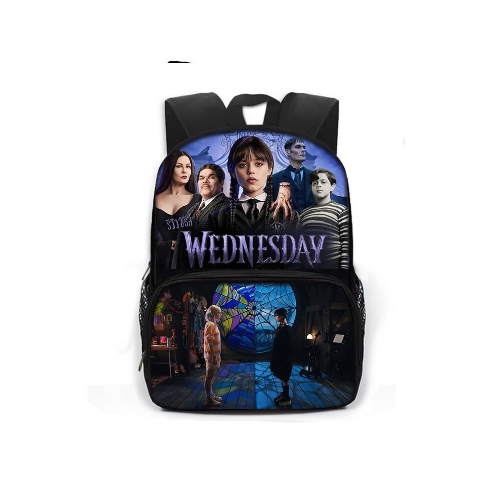 (Multicolour)Wednesday The Adams Family Backpack Large Capacity Schoolbag Travel Bag Kid Gift