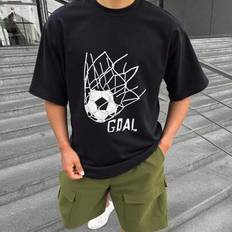 Tween Boys fotbolls-t-shirt med tecknat tryck i mörkgrå och kortärmad stil och militärgröna cargoshorts, set med vardagskläder, skola, resor, utomhuss - Multifärgad (8Y,9Y,10Y,11Y,12Y)
