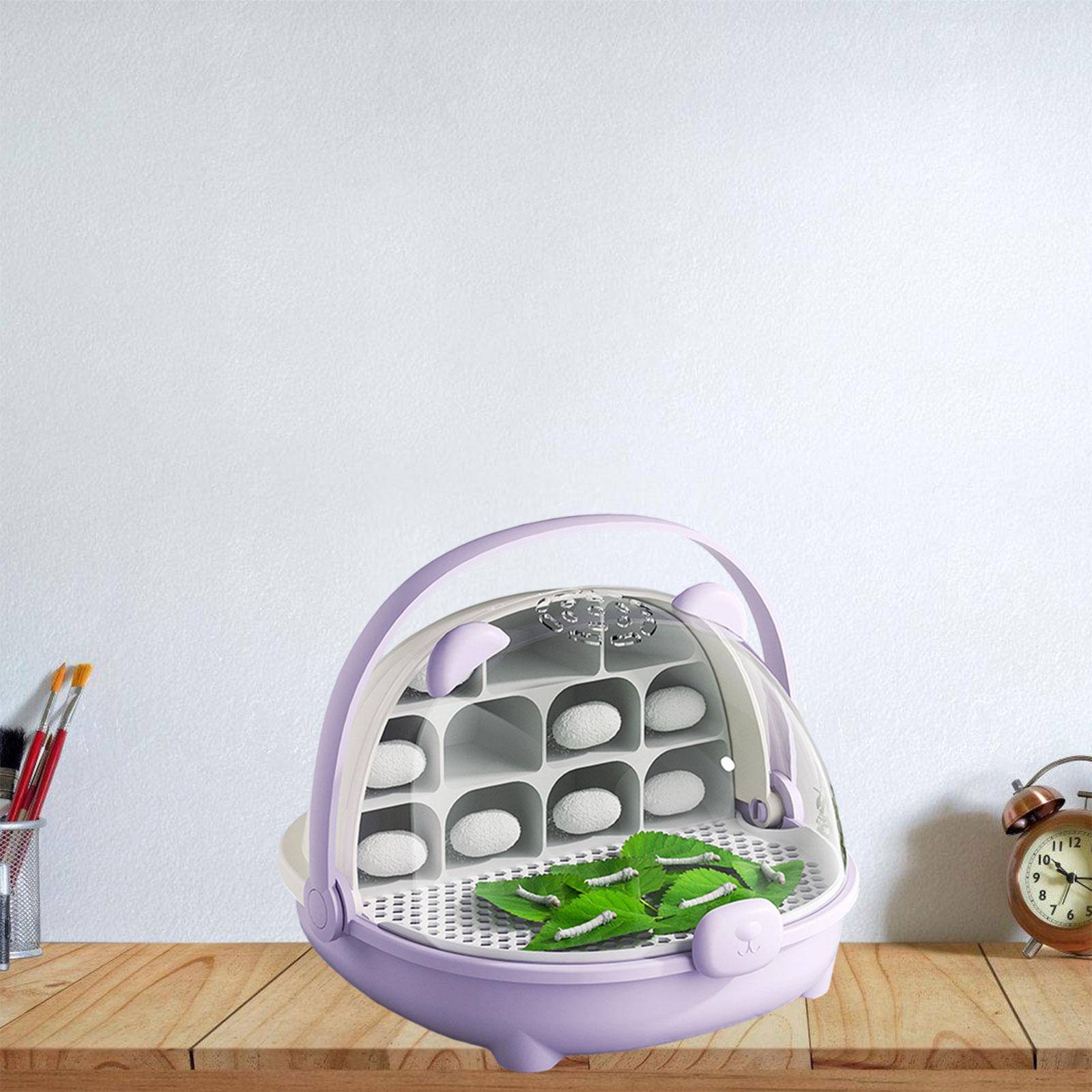 Transparent Silkworm Habitat Cage With Breathable Design And Removable Chamber For Easy Observation And Better Breeding grå