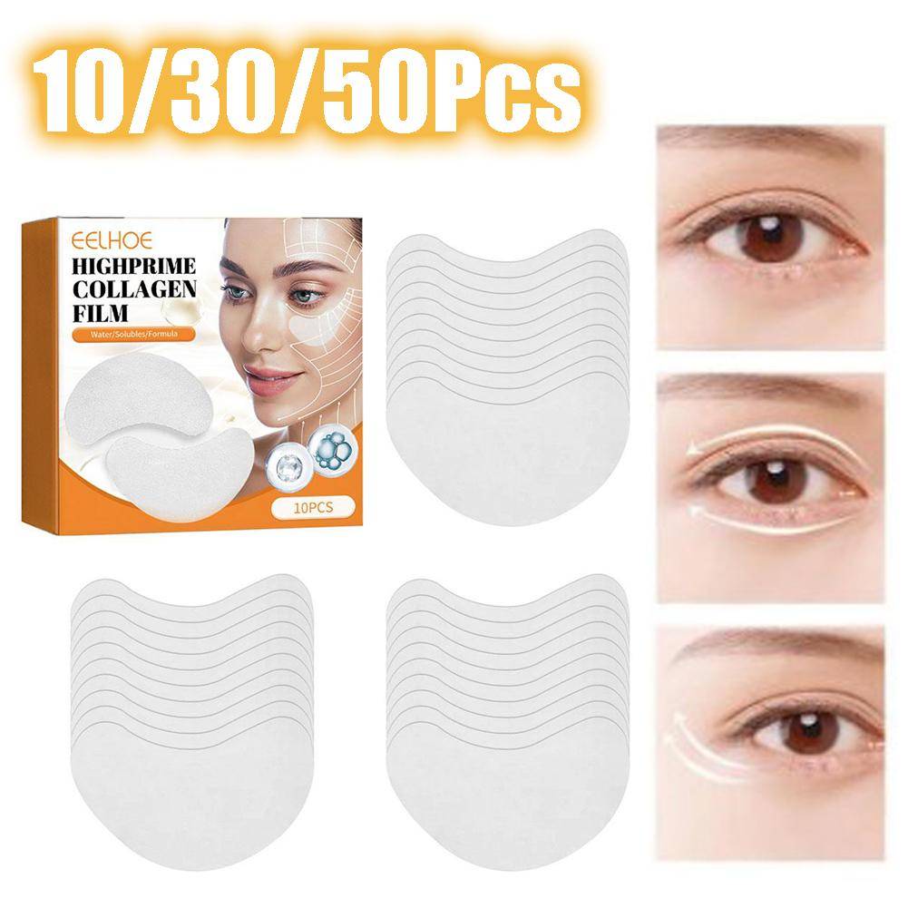 Highprime kollagenfilm 10/30/50 st Korea kollagenlöslig film Anti-aging ögonmask Rynkborttagningsmedel Fuktgivande ansiktslyft white