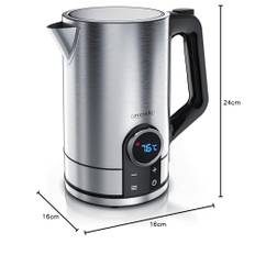Arendo - Edelstahl Wasserkocher mit Temperatureinstellung 40-100 Grad - LED Display - 1,5 Liter - 2200 W - Teekocher mit Temperaturanzeige - GS