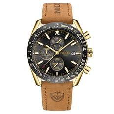 Nibosi Trackmaster Gold Black Leather