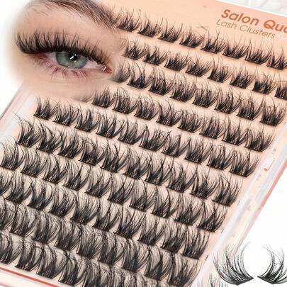 100 kluster wispy fluffiga ögonfransförlängningar DD-curl, naturliga kluster 10–16 mm, individuella fransar med osynliga förlängningsremsor, mjukt och