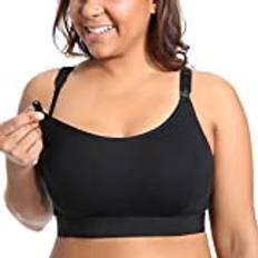 Gratlin Damer Plus Size Amnings-bh Stöd Amningssport-bh:ar Bomull Amning Gravid Bh:ar Svart XL
