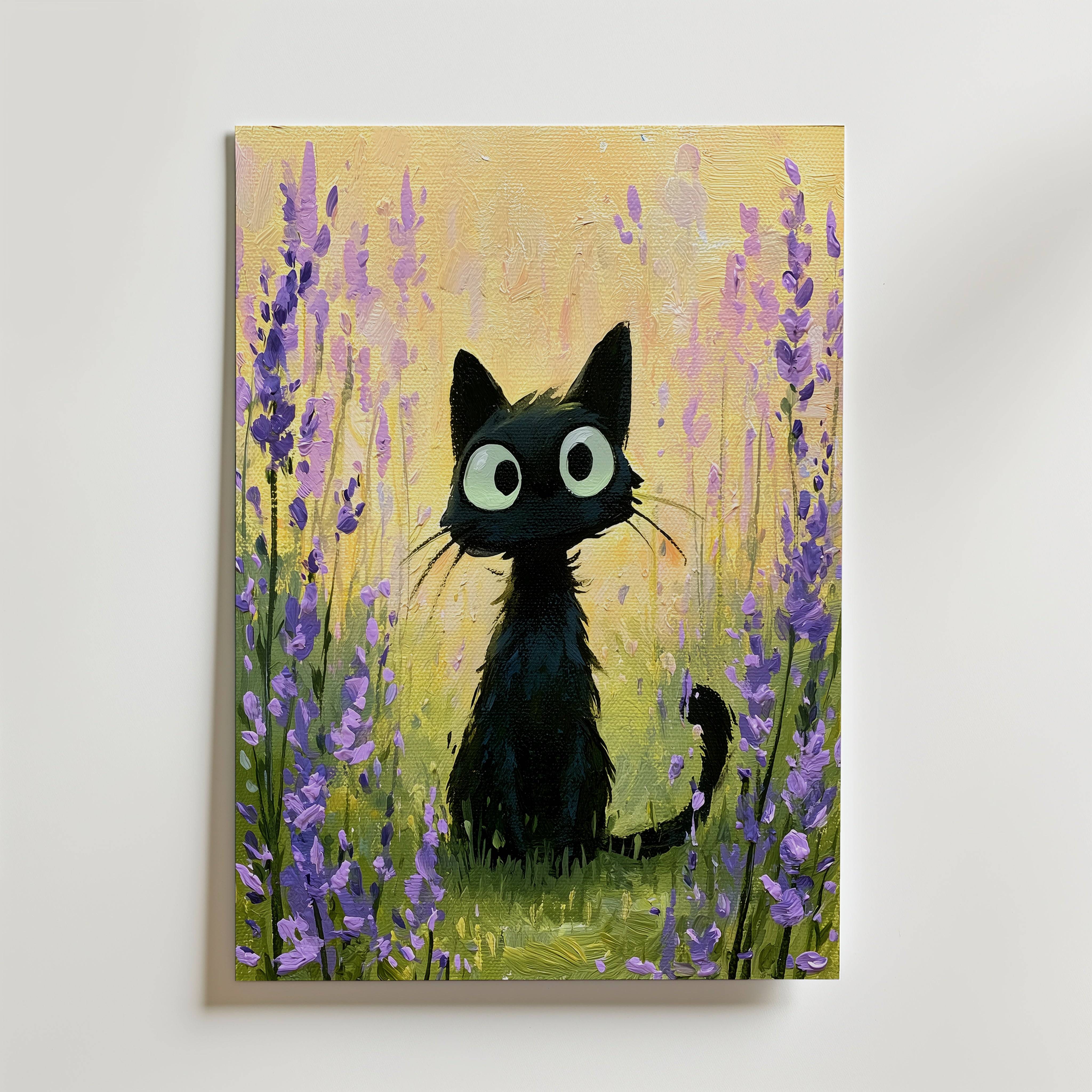 A Tiny Black Cat Poster - Premium Canvas 70x100 cm Utan passepartout