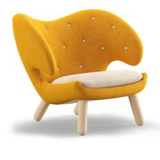 House of Finn Juhl - Pelican Chair With Buttons, Clear oiled oak, Cat. 2 Hallingdal 65 - 457/100 - Lænestole - Finn Juhl - Beige,Træ farvet,Gul - Træ/Tekstilmateriale