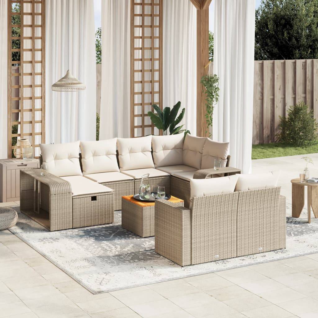 Sofasæt Til Haven 11 Dele Med Hynder Polyrattan - beige og cremehvid