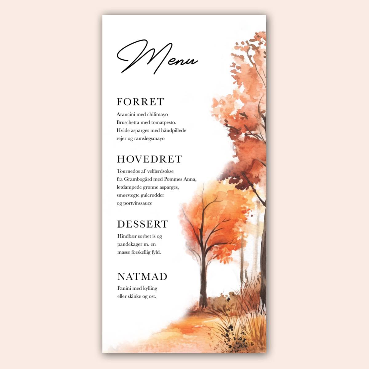 Menukort | Bryllup | Autumn Forest