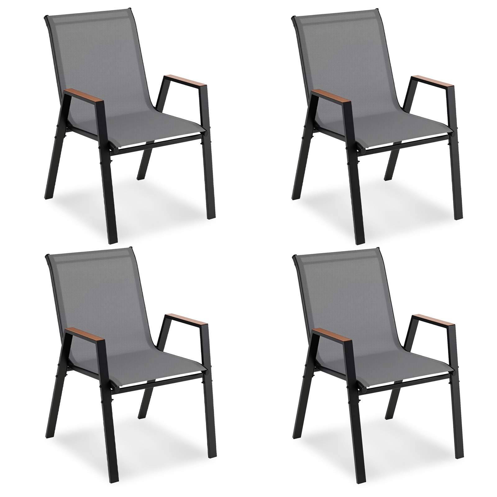 Trädgårdsstolar Set om 4 – Stapelbara, ventilerande tyg