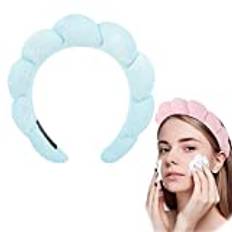 Mimi and Co Spa Headband for Women - Sponge & Terry Towel Cloth Fabric Head Band for Skincare, Makeup Puffy Spa Headband, Soft & Absorbent Material, Hair Accessories (Blue)