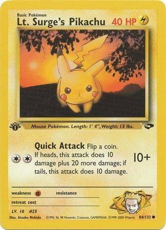 Lt. Surge's Pikachu - 84/132 - 1st Edition - Let Brugt (LP).