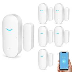 Tuya WiFi Door and Window Sensors, Smart Alarm with Free Notification App Control, Home Security Alarm System, No Hub Required, Compatible with Alexa, Google Home (6 Pack)