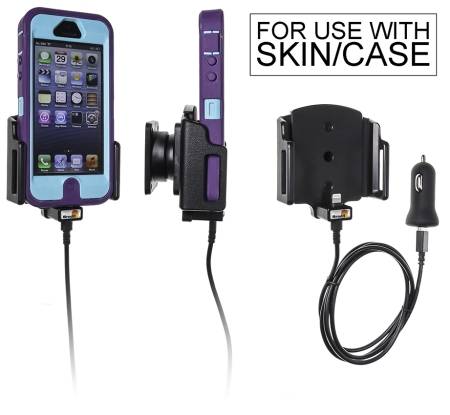 Brodit Aktiv holder med USB-kabel og cigaretadapter, Apple iPhone 5/5C/5S/SE