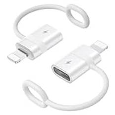 MoKo USB C to Lightning Adapter with 36W PD Fast Charging, USB-C Female to Lightning Male Adapter for iPhone 14/13/12/11/iPad/iPod/AirPods, with Anti-lost Loop, Not for Audio/OTG, White